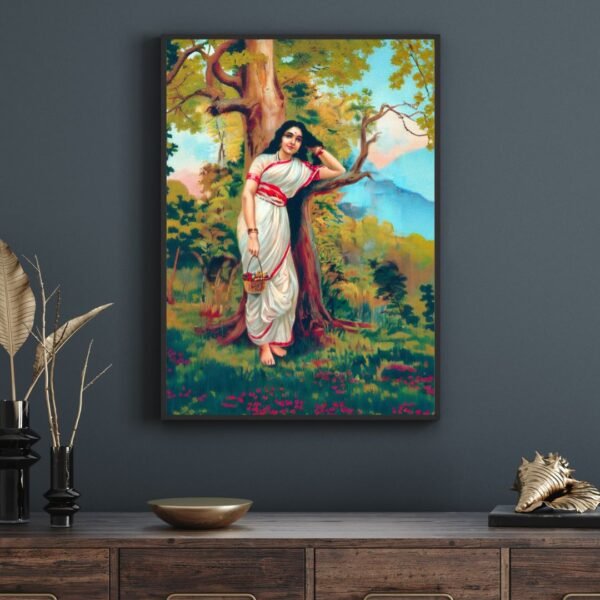 Ahalya Art Print (24x36) – Indian Mythology Vintage Poster – Hindu Goddess Wall Art for Home or Studio Decor Ahalya art print in vintage Indian mythology style, depicting Hindu goddess in soft colors, 24x36 poster for wall decor.