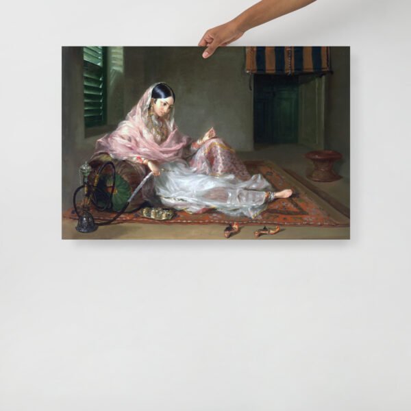 Indian Woman Hookah Art Print 36x24 Vintage Wall Poster Mughal Painting Indian Woman Hookah Art Print 36x24 Vintage Wall Poster Mughal Painting