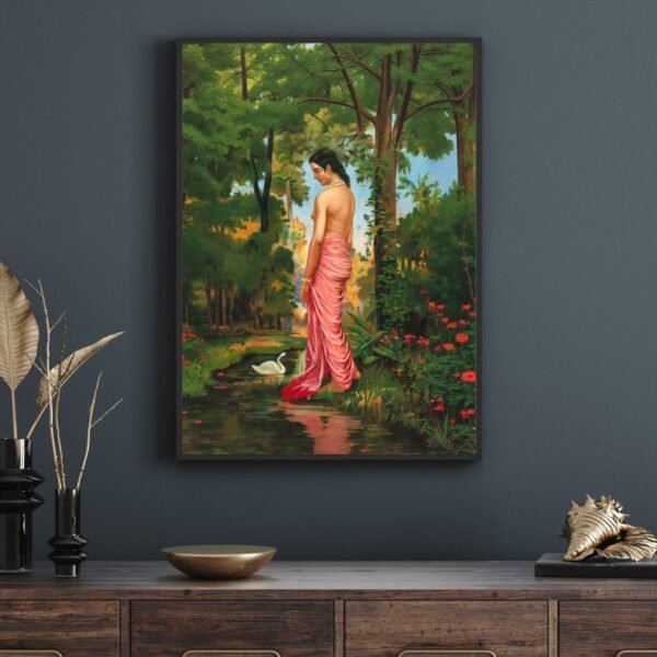 Varini Art Print – Indian Mythology Poster (24x36) | Vintage Hindu Wall Art | Newyorkwala Varini art print in Raja Ravi Varma style, featuring a vintage Indian goddess illustration from Hindu mythology, 24x36 poster.