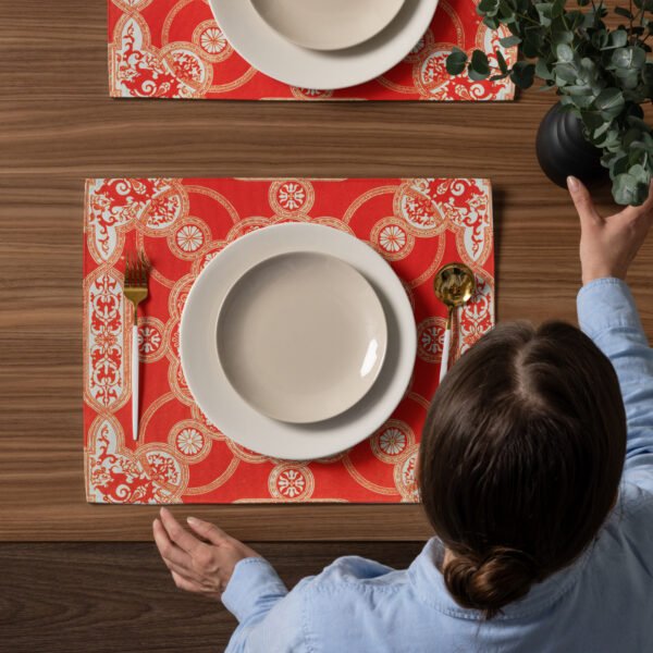 Lal Haveli Placemat Set – Bold Heritage, Table-Ready Drama Lal Haveli Placemat Set – Bold Heritage, Table-Ready Drama